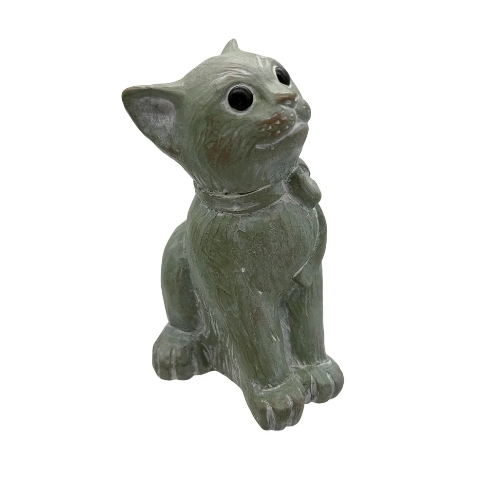 Isabel Bloom Sitting Pretty Cat statue figure concrete wood look kitty figurine